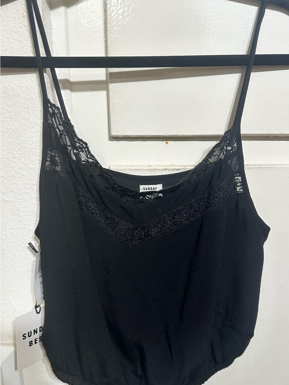 Sunday Best Black Lace-Trim Slip Tank